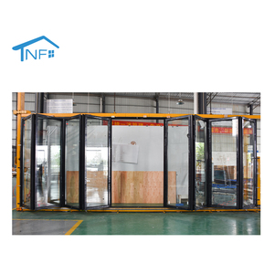 <span class=keywords><strong>Puerta</strong></span> de cristal plegable de aleación de aluminio de diseño moderno, puertas de acordeón impermeables para Villa, superficie acabada, Red de pantalla de fibra de vidrio - Product Image 3