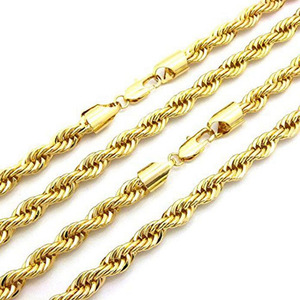 Collana a Catena a Maglie Placcata in Oro Giallo 18K per <span class=keywords><strong>Uomo</strong></span> e Donna Gioielli di Tendenza in Rame con Stile Classico Accessorio Regalo alla Moda - Product Image 2