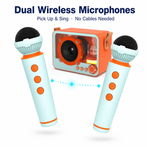 Mini machine <span class=keywords><strong>de</strong></span> karaoké QD06, haut-parleur sans fil BT avec 2 microphones, lumière RVB, radio FM, <span class=keywords><strong>changeur</strong></span> <span class=keywords><strong>de</strong></span> <span class=keywords><strong>voix</strong></span> magique pour enfants, cadeau - Product Image 3