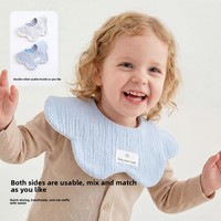 Bavoirs pour bébé en gaze de coton peigné 100% premium, ultra-doux, forme de fleur à pétales rotatifs à 360 degrés, pour nouveau-nés et nourrissons