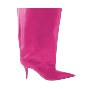Autunno inverno nero con Volume esagerato in pelle di vitello opaco tacco a spillo da <span class=keywords><strong>bambina</strong></span> <span class=keywords><strong>stivaletti</strong></span> larghi in pelle a gamba alta stivali Waders - Product Image 3