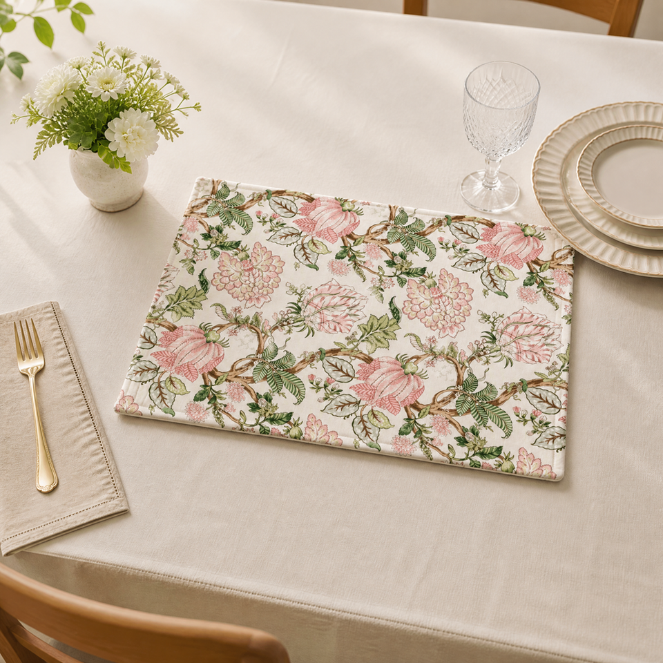 Custom Floral Printed Placemat Double Layer Polyester Table Mat with ...
