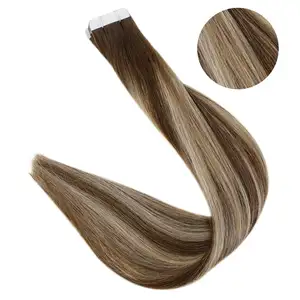 迪拜热销remy virgin human double drawn tape hair extension