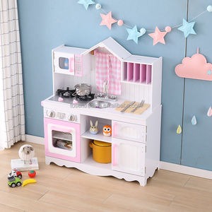 Cocina de Juguete de Madera Rosa Princesa con Cortina, Grifo, Fregadero, Hornillo y Horno para Juego de Imitación Infantil - Product Image 2