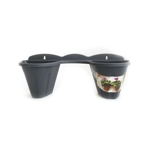 Maceta de pared de plástico 33x12x11cm gris, maceta doble colgante para uso en interiores y exteriores - Product Image 1