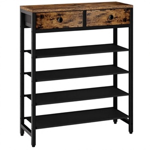 IBUYKE Zapatero Metálico Moderno y Minimalista de 5 Niveles Ajustables con 2 Cajones de Tela, Gran Capacidad para 12-16 Pares, Mueble para el Hogar - Product Image 3
