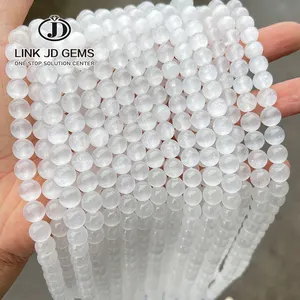 JD High Quality White Selenite Beads 6/8/10/12mm Round 5A Natural Gypsum Stone Loose Spacer Bead For Jewelry Making