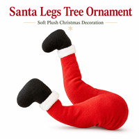 Décoration de Noël en peluche rouge et verte en forme de jambes de Père Noël, à suspendre pour arbre de Noël, porte, cheminée, maison, fête, tendance