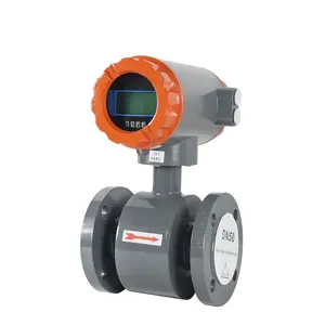 China factory price 4-20mA seawater electromagnetic flow meter liquid flow meter with Ground Ring DN80 Carbon Steel PTFE Lining