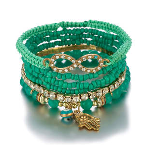 Bohemio Vintage Venta caliente pulsera ojo mano colgante conjunto <span class=keywords><strong>6</strong></span> pulseras mujer joyería de moda - Product Image 3