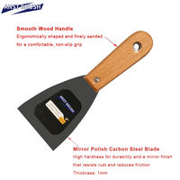 Couteau à enduit plat en acier au carbone de 3 pouces, lame polie miroir industrielle pour le bricolage et manche en bois confortable, service OEM