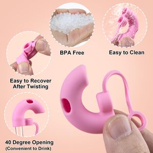 Cubierta de paja antiarrugas para chupar lateralmente, tapa de paja de silicona de grado alimenticio, puntas de paja reutilizables sin arrugas y a prueba de polvo - Product Image 2