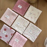 Set de table carré en coton rose à motif floral de dessin animé, tapis de table gaufré jacquard décoratif pour la salle à manger à la maison