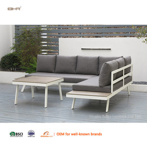 Ensemble de 3 pièces BHR pour l'extérieur, style moderne minimaliste, structure en aluminium blanc, pour jardin/cour/<span class=keywords><strong>terrasse</strong></span>/villa/en forme de L - Product Image 3