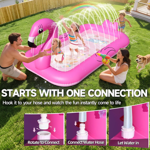Piscine gonflable en PVC Flamingo rose, tapis de jeu aquatique extérieur pour enfants - Product Image 6