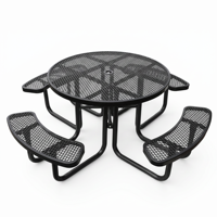 Table de pique-nique en métal de qualité commerciale robuste pour l'extérieur, 4 pieds, 6 pieds, 8 pieds, avec banc, table à manger en acier pour l'extérieur avec trou pour parasol