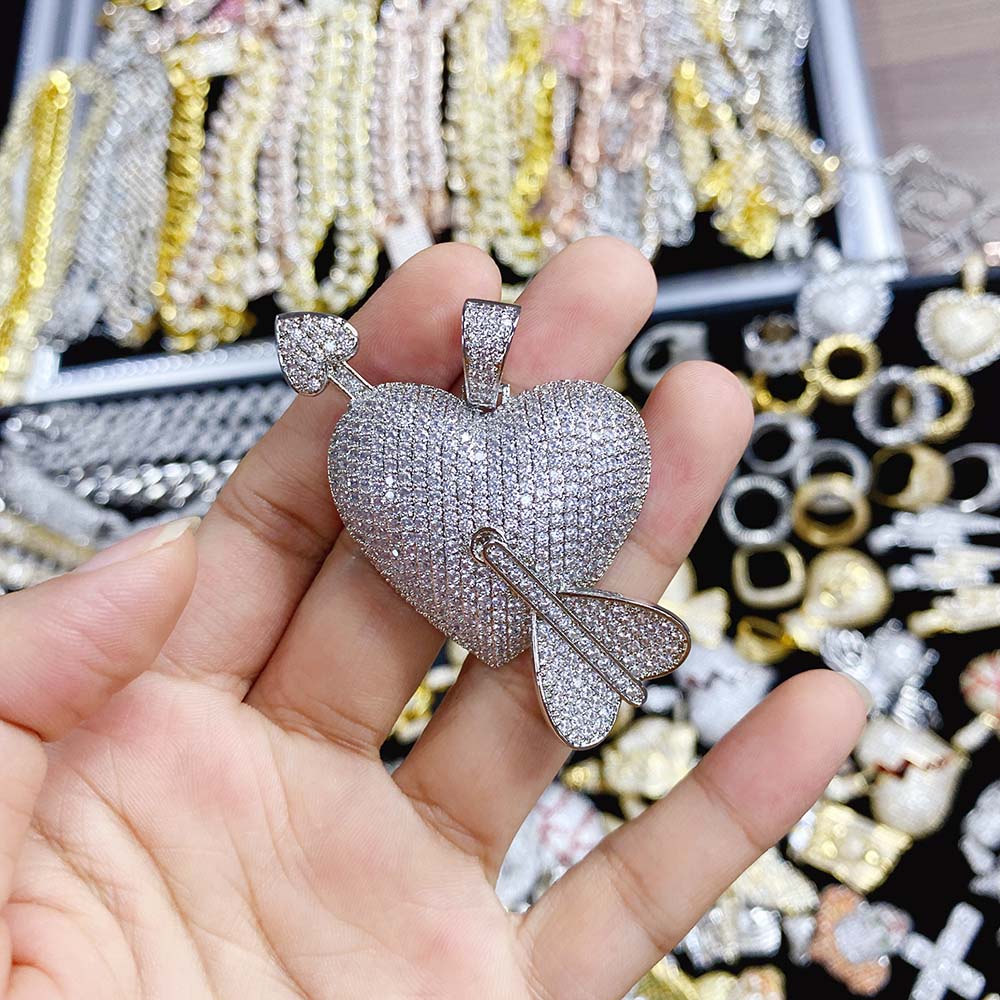 RQ New Heart Pendant Necklace - High Quality Iced Out Jewelry