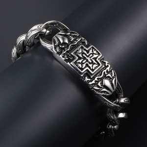 Men's <b>Titanium</b> Steel <b>Chain</b> Bracelet Cross Design Punk Style Jewelry CE240 - Product Image 4