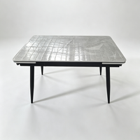 Table à manger moderne avec plateau en pierre et pieds en métal pour 6 à 8 personnes, table à manger extensible et rétractable, meubles de maison en métal