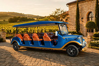 Autobús Turístico Eléctrico de Lujo de 14 Plazas, Estilo Vintage, Negro y Dorado, Retro Clásico, para Complejos Turísticos y Parques Temáticos, Venta al Por Mayor