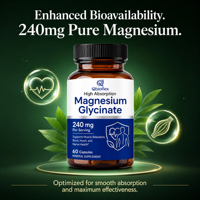 Qbioflex Factory Direct Oem Supplément de glycinate de magnésium à absorption élevée Capsules de glycinate de magnésium 60