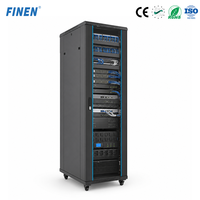 Vente en gros usine : Rack de serveur autoportant 18U 22U 27U 32U 37U 42U avec porte en verre trempé, porte arrière grillagée et côtés amovibles en SPCC