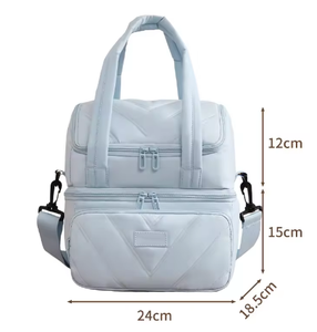 2026 Double-layer Large-capacity Insulated Bento Lunch Bag Zipper Portable Water Injection Polyester <b>Material</b> for Camping - Product Image 3