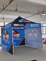 Tente pliante personnalisée 3x3 avec logo imprimé, tente événementielle, gazebo commercial, auvent, tente de salon professionnel avec drapeau, tente de marché, marquise extérieure
