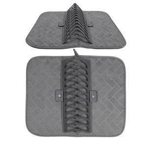 Tapis égouttoir 2-en-1 super absorbant pour cuisine, idéal pour assiettes, casseroles, bols et ustensiles – Vente en gros - Product Image 4