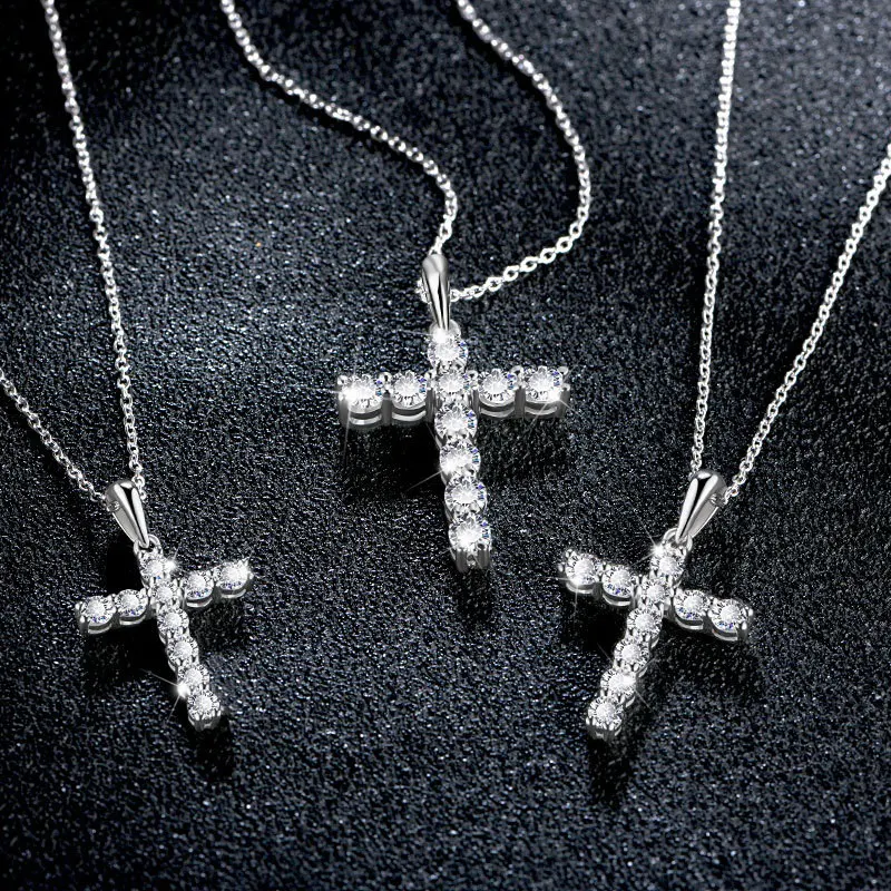 Hip Hop Jewelry Iced Out Cross Pendant 925 Sterling Silver VVS Moissanite Diamond Moissanite Cross Pendant