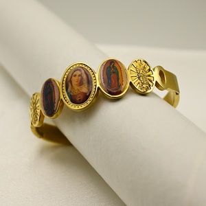 Personalizar <span class=keywords><strong>nombre</strong></span> imagen católico Cristo Jesús icono pegatina pulsera <span class=keywords><strong>el</strong></span>ástica pulseras religiosas brazalete joyería - Product Image 3
