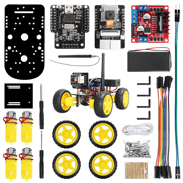 Tscinbuny WiFi Robot ESP32 Camera IoT Kit Robot Car ESP32-Cam C++ Programming PDF Tutorial Academy STEM Starter Kit