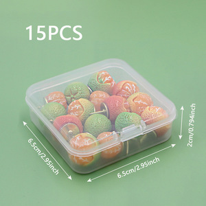 Suministro de fábrica: Nuevas 15 tachuelas de plástico naranja para manualidades, estilo académico, decorativas para pizarras y periódicos, con forma de fruta, venta al por mayor desde China. - Product Image 2