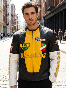Produttore di Giacche da Corsa in Pelle Premium di Primo Livello Personalizzate |   Serie <span class=keywords><strong>Atelier</strong></span> Multi-Patch Motocross con Ricami di Precisione Estetici - Product Image 3