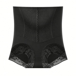 Al por Mayor, Talla Grande, Ropa Interior <span class=keywords><strong>sin</strong></span> Costuras para Mujer, Control de Abdomen, Color Negro, Cintura Alta, Push-Up, Bragas con Encaje - Product Image 4
