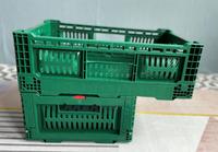 ZNKIA Gris, Caisse de Rangement en Plastique Pliable et Empilable, 500x330x170mm, Style Maille Aérée, Capacité 12-15kg, pour Fruits