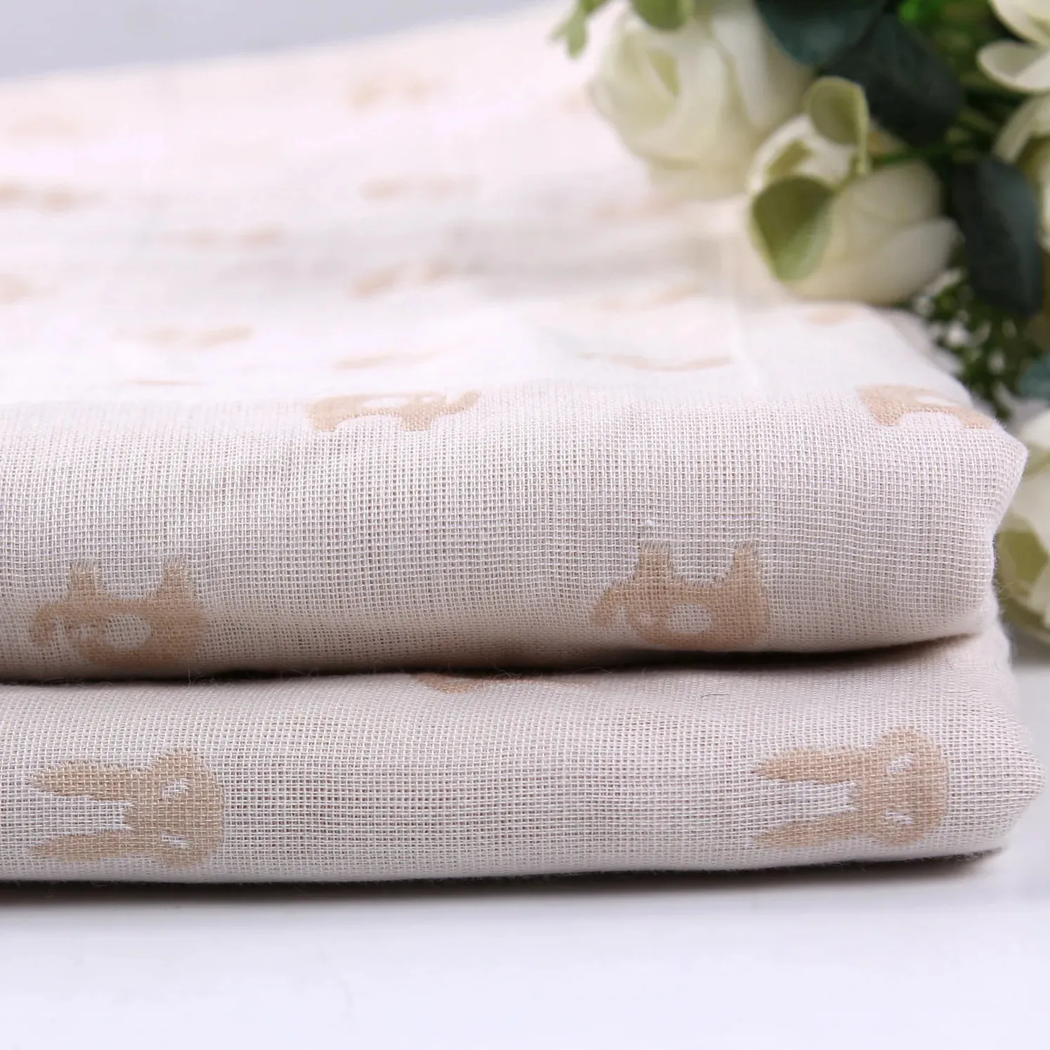 Tùy Chỉnh Thiết Kế Ba Lớp 145gsm Jacquard 100% Hữu Cơ Bông Gạc Vải Đa Lớp Hồi Giáo Vải Cho Đồ Ngủ