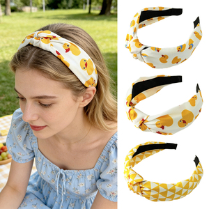 Diadema Anudada Personalizada con Diseño <span class=keywords><strong>de</strong></span> Pato Amarillo, Banda Ancha Antideslizante para el Cabello, Accesorios <span class=keywords><strong>de</strong></span> Tela para Mujeres y Niñas - Product Image 2