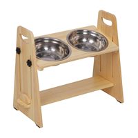 Support de gamelle pour chien en bois de pin à hauteur réglable avec bols en acier inoxydable, mangeoire surélevée pour chiens de taille moyenne à grande