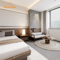 Ensemble de chambre d'hôtel contemporain pour hôtel d'affaires, lit Queen Size, tête de lit capitonnée, meubles en contreplaqué et MDF, écologique, résistant à l'eau