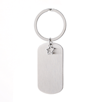 Porte-clés rectangulaire en acier inoxydable Ywyougang avec breloque étoile, personnalisable, vierge, pour cadeau, vente en gros