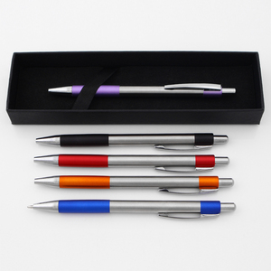 Stylo bille promotionnel 2024 à corps métallique fin, pointe de 1,0 mm, logo personnalisable en noir et blanc - Product Image 3