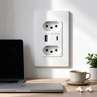 Prise murale Hooanke 16A 110V-240V AC avec ports A+C pour le Brésil, vente en gros, OEM ODM disponible