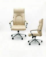 Chaise de bureau exécutive pivotante ergonomique moderne en acier inoxydable noir, réglable en hauteur et avec appui-tête, pour hôtel et salon