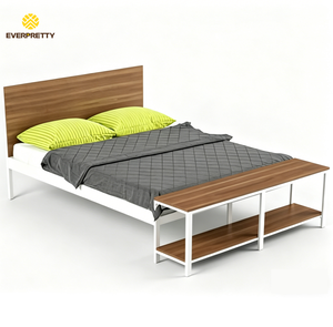 <span class=keywords><strong>Lit</strong></span> double multifonctionnel et minimaliste en bois avec tête de <span class=keywords><strong>lit</strong></span> pour dortoir d'école, appartement ou chambre d'employé, taille Queen - Product Image 4