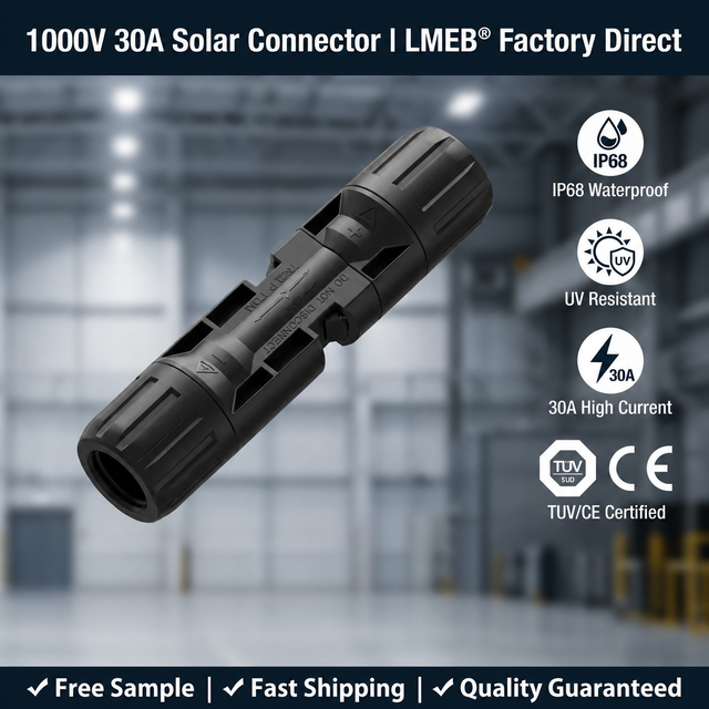 IP68 Waterproof Solar Connector 30A 1500V DC PV Connector for Solar Panel System