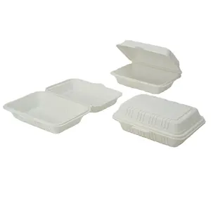 Take Away Biodegradable 800ml Lunch Packaging Disposable Clamshell Box Food Corn Starch Container Food Cornstarch Burger Boxes