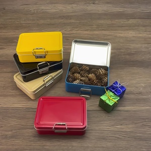 Boîte <span class=keywords><strong>en</strong></span> étain à rabat à bouton unique, mini boîte <span class=keywords><strong>en</strong></span> métal portable avec boucle de carte, conteneur de rangement pour bougies, matériaux recyclés, personnalisable - Product Image 2
