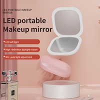 Miroir de poche carré en plastique à grossissement 3X avec 44 lumières LED et 3 lumières de tonalité Écran tactile Caractéristiques personnalisées