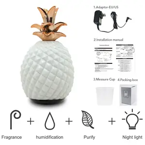 Art Design Populaire Selling Mini Keramische Ananas Schaduw Essentiële Olie Diffuser Luchtbevochtiger Aroma Diffuser